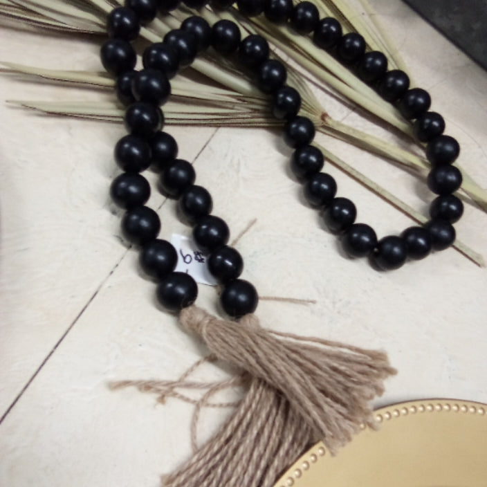 Black Beaded Wood Garland