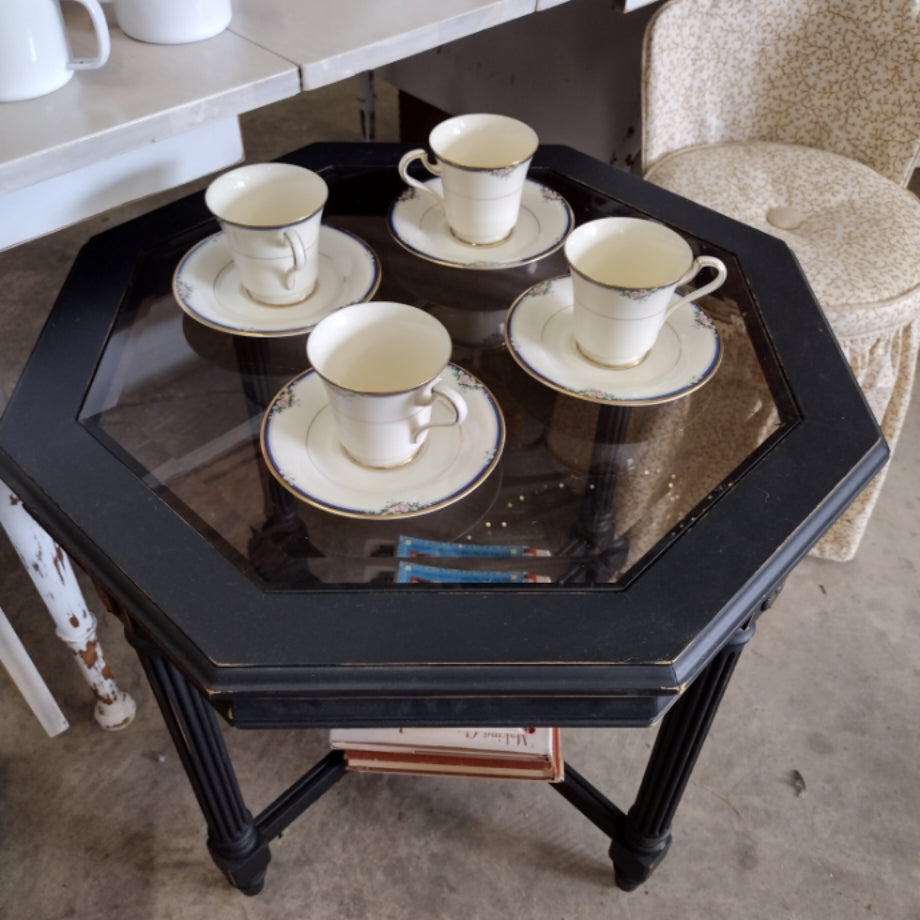 Black Glass Octagon Side Table