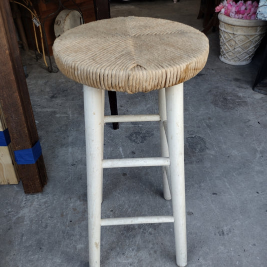 White Painted Rush Stool