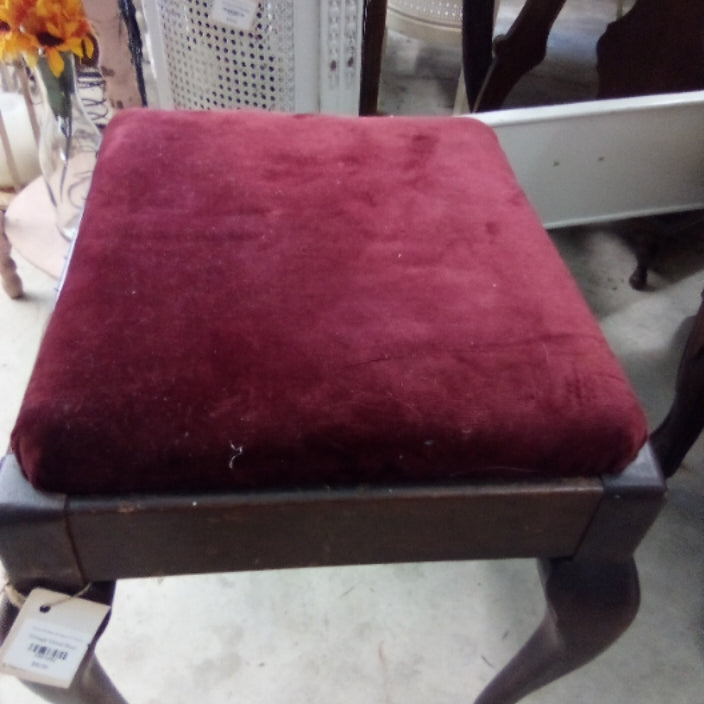 Vintage Red Velvet Stool