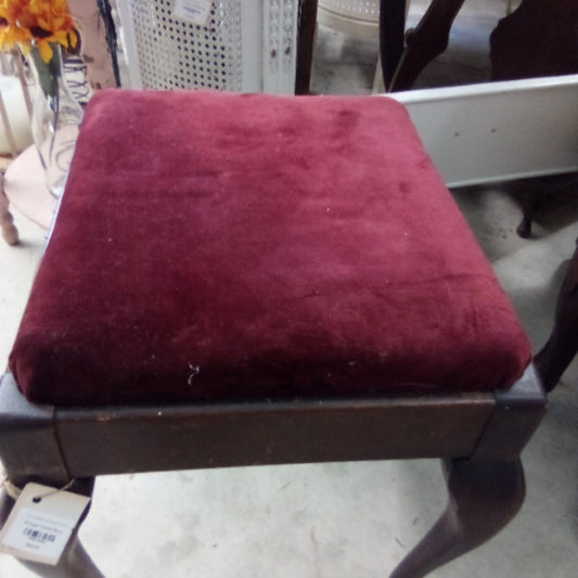 Vintage Red Velvet Stool